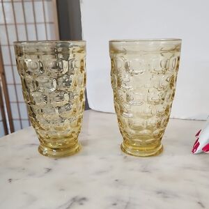 Vintage | Federal Glass Yellow Honey Comb Tumblers 1960's